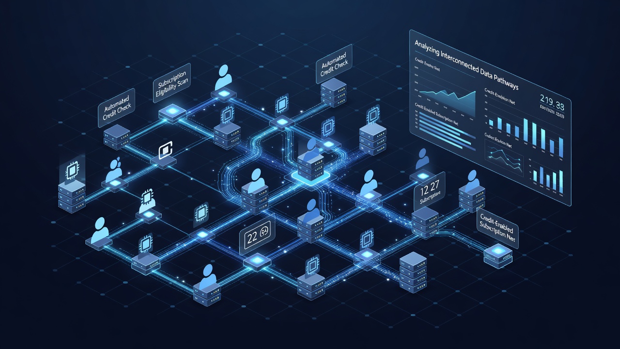 Flowchart illustrating automated verification steps within credit-enabled subscription networks