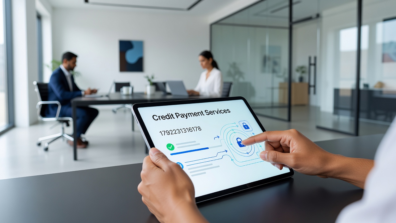 Merchant dashboard showing credit payment processing flows