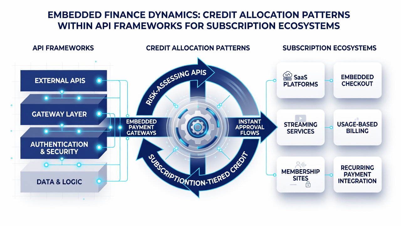 Data flow diagram showing credit assessment pathways in international subscription API ecosystems