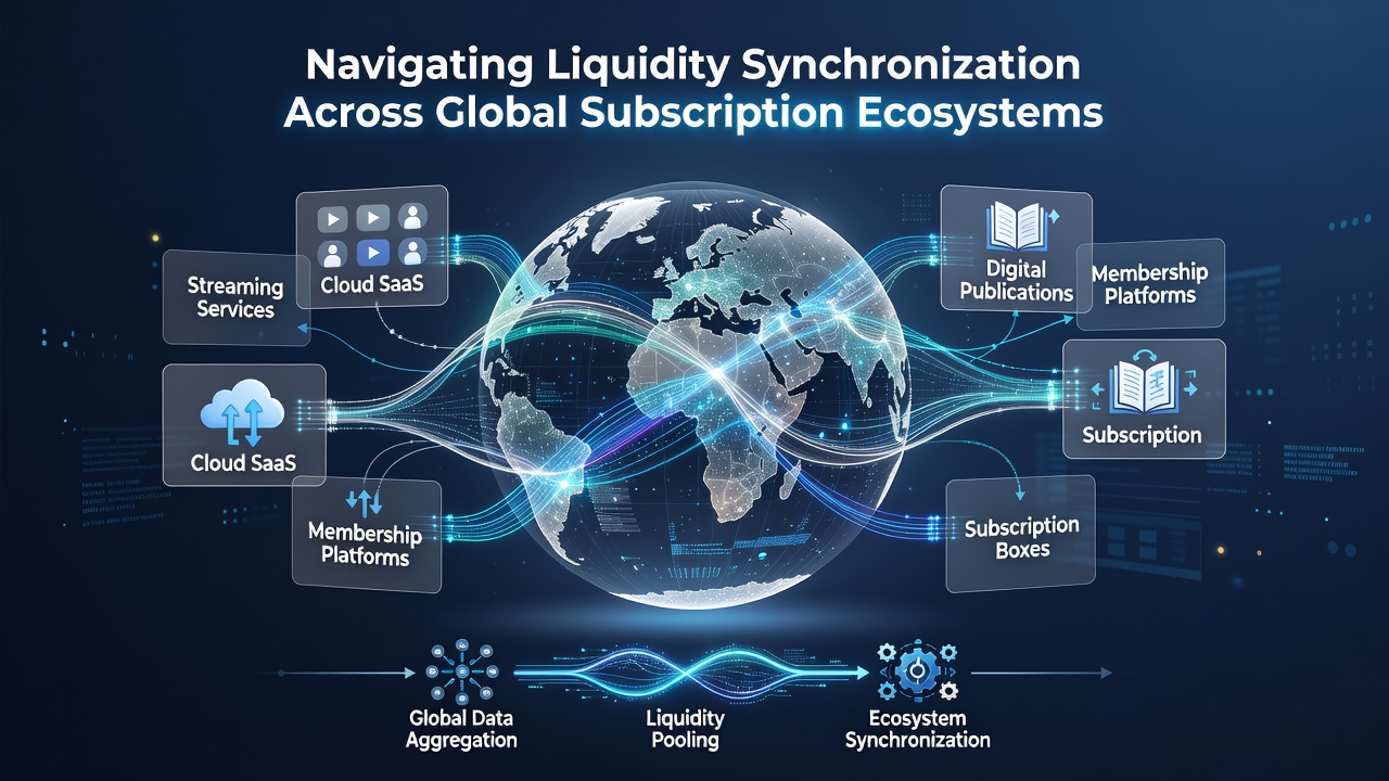 Global subscription platforms displaying synchronized liquidity flows across multiple regions and currencies