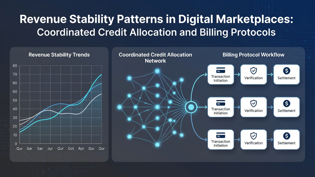 Automated billing protocols processing vendor invoices across international marketplace networks with credit line indicators
