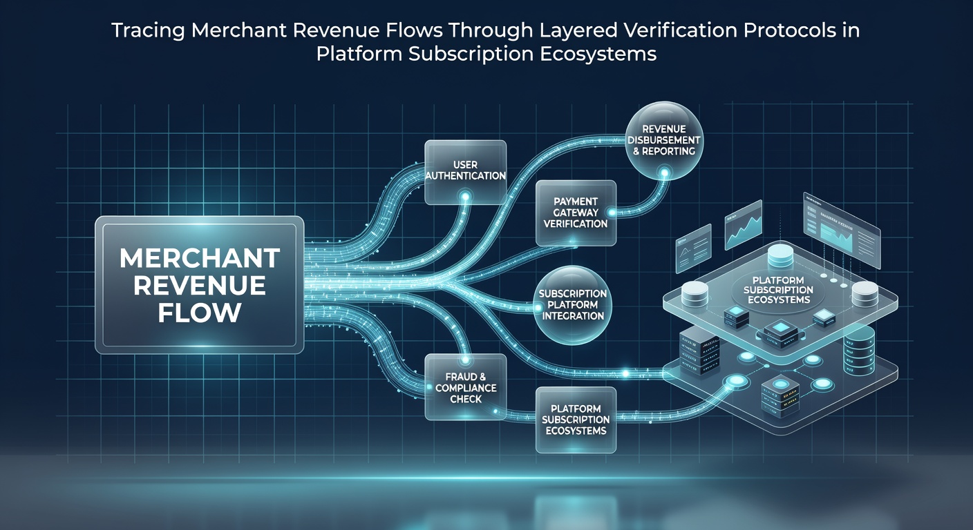 Flowchart illustrating layered verification steps in merchant revenue tracking for subscription platforms