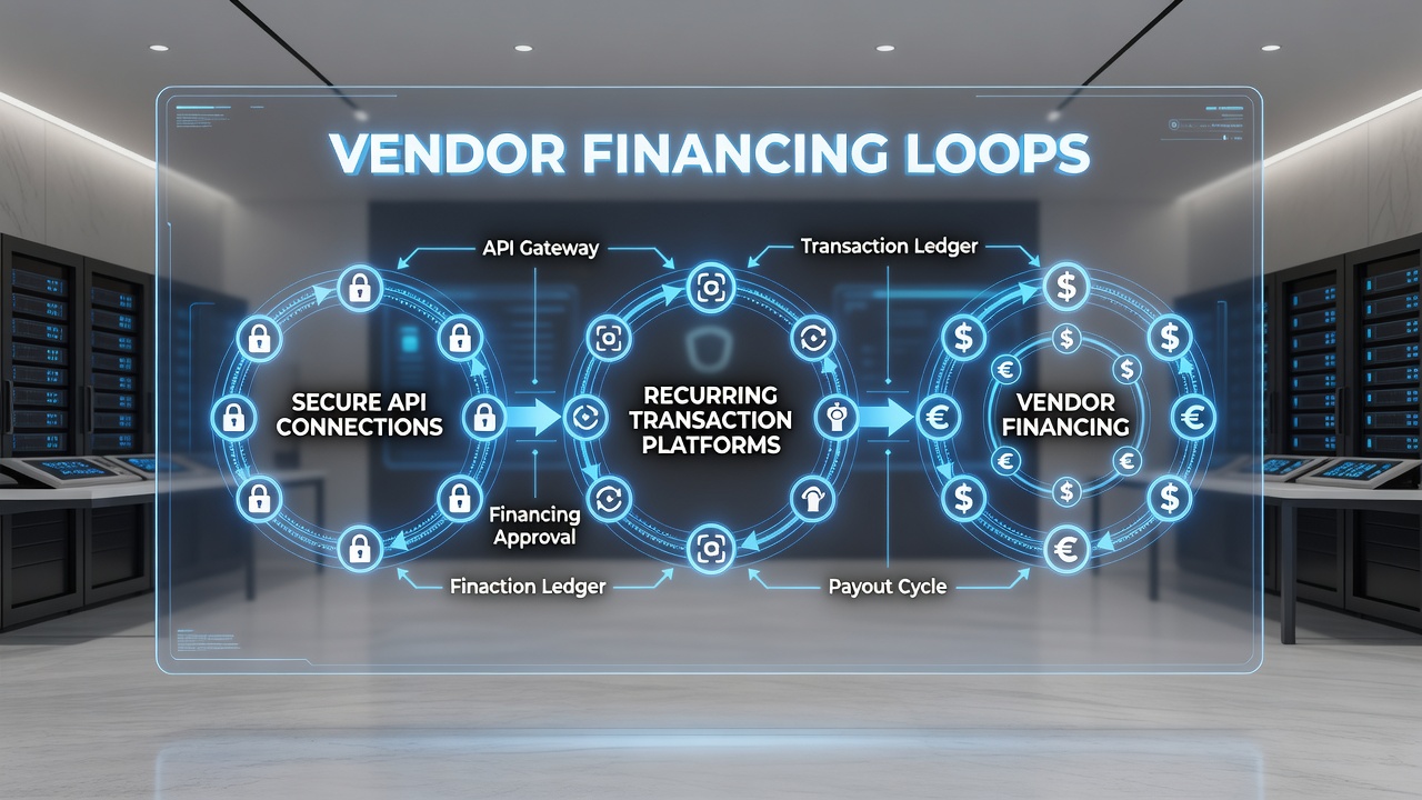 Data flow diagram showing API connections in vendor financing loops